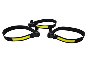 Firefighter Cleveland Load Hose Straps Black w/Yellow Reflective Set of 3 - Picture 1 of 5