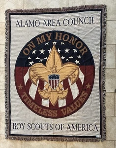Coperta da lancio in cotone Boy Scouts Of America nuova con etichette, Alamo Area Council, 100% cotone - Foto 1 di 12