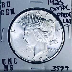 1925 P BU GEM PEACE SILVER DOLLAR UNC MS+++ U.S. MINT RARE COIN 3999 - Picture 1 of 3