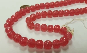 50 VINTAGE JAPANESE CHERRY BRAND GLASS DARK PINK 10mm. BAROQUE ROUND BEADS 4590T - Picture 1 of 3