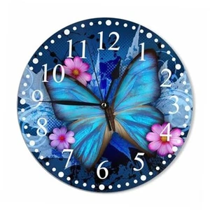 Clock Wall Clock Battery Operated Clock Silent Non 10 Inch Beautiful Butterfly - Picture 1 of 8
