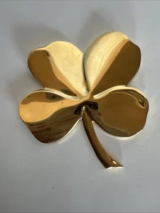 Gerity 24K vergoldet Messing vierblättriges Kleeblatt Inschrift keltisch St. Pattys Glück - Bild 1 von 5