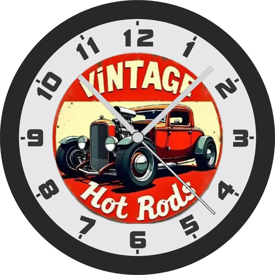 老式Hot-Rod标志挂钟 — 第 1/1 张图片