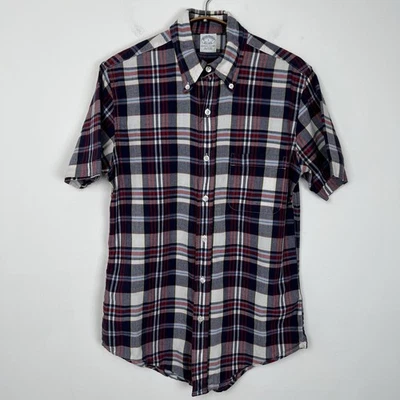 Brooks Brothers Regent Short Sleeve Button Down Plaid Shirt Casual Summer Small - Image 1 of 4