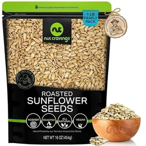 Nut Cravings Roasted Sunflower Seeds – Unsalted, No Shell, All Natural, Kosher - Picture 1 of 11