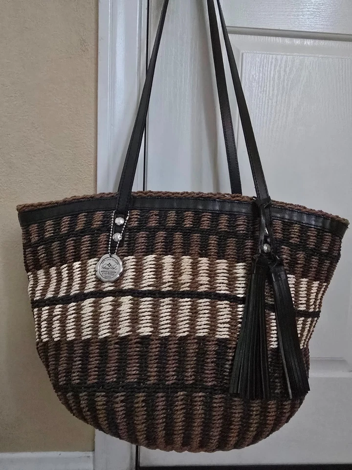 Bolso de Mano Patricia Nash Specialty Tejido Sellia Chocolate Natural Negro Paja Foto 1 de 4