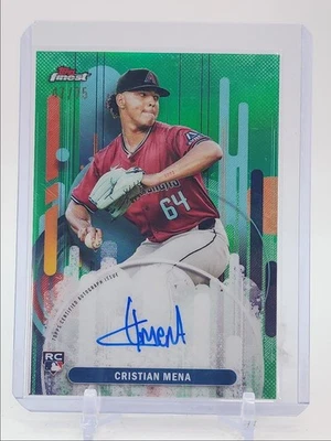 CRISTIAN MENA 2025 TOPPS FINEST ROOKIE GREEN REFRACTOR RC AUTO /75 Q3917 - Image 1 of 2