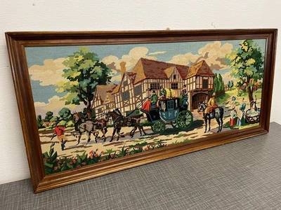 Grande Tapisserie Point de Croix Crochet Vintage Design Ancien - Photo 1/4