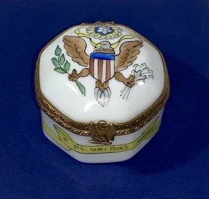 Limoges France Eximious American Eagle E Pluribus Unum Seal Trinket Box - Picture 1 of 7