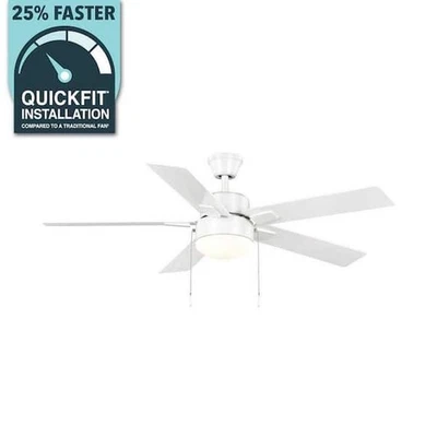 Hampton Bay 52 in Corwin Indoor/Outdoor Matte White LED Ceiling Fan w/ Light Kit - Image 1 of 4