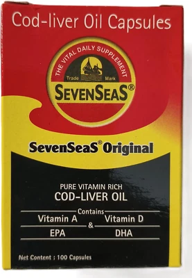 Aceite de pescado hígado de bacalao Seven Seas 100 cápsulas Foto 1 de 4