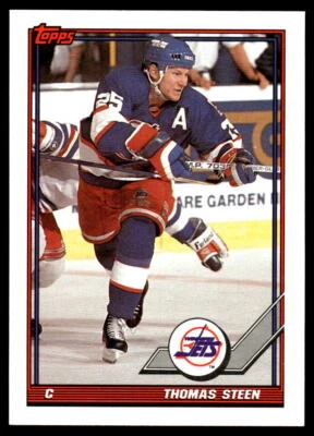 1991-92 Topps #218 Thomas Steen Winnipeg Jets Hockey Card - Image 1 of 2