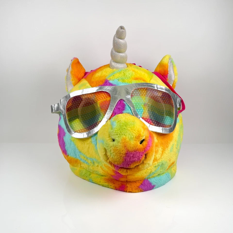 Unicorn Head Adult Large TIE DYE Rainbow Pride Furry  Costume Cosplay Halloween - Image 1 of 4