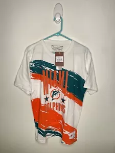 NFL Miami Dolphins Shirt Boys Sizes Paint Brush Big Logo Short Sleeve White - Picture 1 of 4