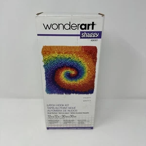 WonderArt Latch Hook Kit Tie Dye Rainbow 12x12 – Beginner DIY Craft - Picture 1 of 4