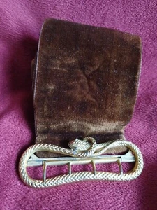 VINTAGE BRASS COILED SNAKE BUCKLE BELT WITH VELVETEEN BROWN LADIES BELT 32" LONG - Picture 1 of 14