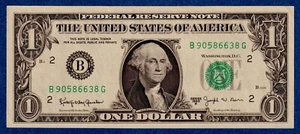 USA $1 Series 1963B P-443c - aUNC Banknote B90586638G ( New York) - Picture 1 of 2