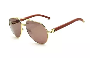 Cartier CT0272S Sunglasses 004 Gold- Wood Mahogany size 60 new - Picture 1 of 7