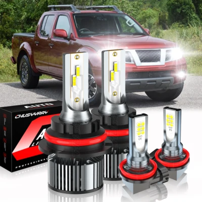 FIT 2005-2019 Nissan Frontier 4x High&Low Beam LED Headlight Fog Light Bulbs Kit - Image 1 of 4