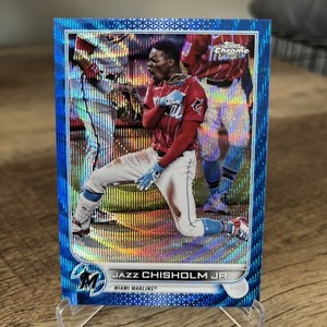 2022 Topps Chrome Blue Wave Refractor-JAZZ CHISHOLM JR #’d 53/75 #91 Miami