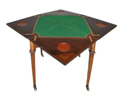 Table à jeu à système Napoléon III marquetée XIXème - Photo 1/4