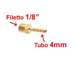 Raccordo ottone 1/8" filetto maschio innesto per tubo da 4mm - ITALIA - Bild 1 von 1