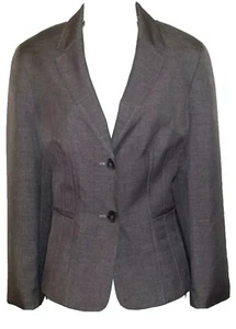 Gray Kasper Blazer, Zippered Pockets, 2 Button, Size 12 - Picture 1 of 11