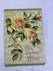 "Tarjeta de felicitación vintage con los mejores deseos" rosas amarillas de 3,5"" x 5,5""" - Imagen 1 de 4