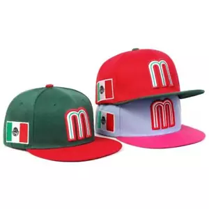 Gorra de Béisbol México Letra M con Bandera Bordada Ala Plana Snapback Sombrero - Imagen 1 de 28