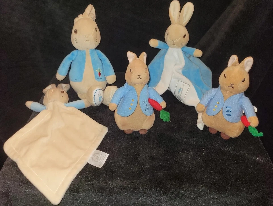 X5 Rainbow Designs Peter Rabbit Plushes Comforter Baby Bundle Bunny Soft Touch - Image 1 of 2