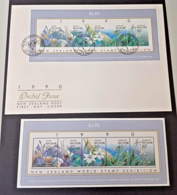 New Zealand 1993 Orchids Miniature Sheet FDC and Mint Never Hinged - Image 1 of 3