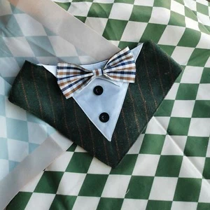 Pet Tuxedo Suit Bandana Bowtie For Dogs & Cats - Adjustable Triangle Scarf - Picture 1 of 3
