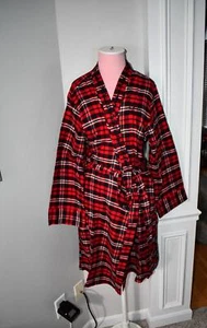 Lauren Ralph Lauren Brushed Twill Plaid Robe in Red Plaid Size: L #LN42282 NWT - Picture 1 of 3
