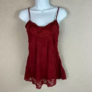 Canotta donna Maurices bordo pizzo Y2K Cami taglia L rossa stropicciata fata anni 90 boho - Foto 1 di 9