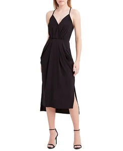 BCBGeneration Women's Draped Midi Dress Black M B4HP - Picture 1 of 3