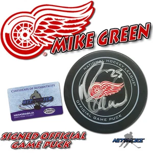 MIKE GREEN Signed DETROIT RED WINGS OFFICIAL GAME Puck - w/COA #3 - Picture 1 of 1
