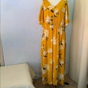 Gold Floral Maxi Dress - Gold - Picture 1 of 10