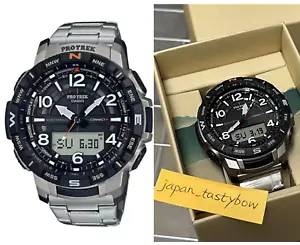 Casio Pro Trek PRT-B50T-7JF Bluetooth Analog Digital Titanium Men Watch PRT-B50 - Picture 1 of 4