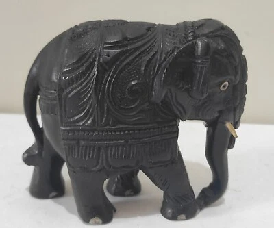 🍀 Éléphant en bois d'ébène - Photo 1/4