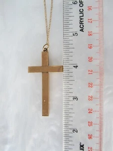 ORIGINAL ANTIQUE 1800’S VICTORIAN ROLLED ROSE GOLD CROSS PENDANT NECKLACE - Picture 1 of 18