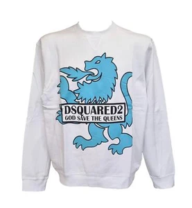 DSQUARED2 Pull Ras Du Cou En Coton Hommes Imprimé Chimera S74GU0424 Blanc - Imagen 1 de 4