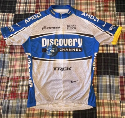 Discovery Channel Team Cycling Jersey Nike Dri-Fit Bicycle XL Bike Blue/Gray EUC - Image 1 of 4