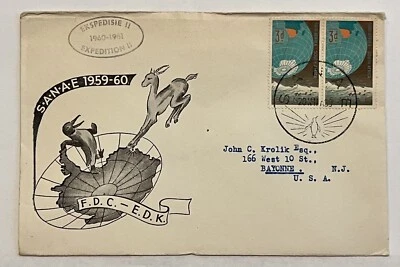 RARO 1960-61 SUDAFRICA EXPEDICIÓN NACIONAL ANTÁRTICA FDC CUBIERTA PINGÜINO CANCELAR Foto 1 de 3