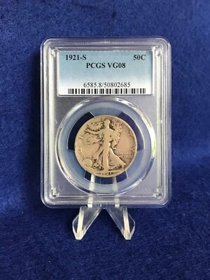 1921-S WALKING LIBERTY HALF DOLLAR 50c "SEMI-KEY COIN" *PCGS VG 8 VERY GOOD* - Image 1 of 4