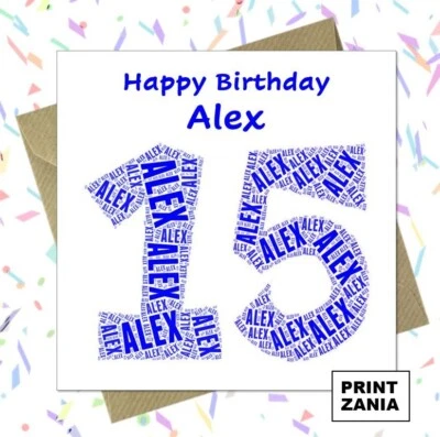 PRINTZANIA PERSONALISED 15TH BIRTHDAY CARD Son Nephew Grandson Godson Brother ACD