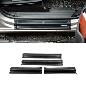 Black Durable Plastic Door Sill Protector Set For Volkswagen Amarok 2011-2020 - Picture 1 of 6