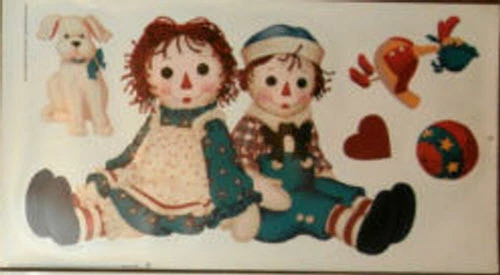 RAGGEDY ANN & ANDY dolls wall stickers dog RAGS toys 5 big decals nursery decor - Image 1 of 1