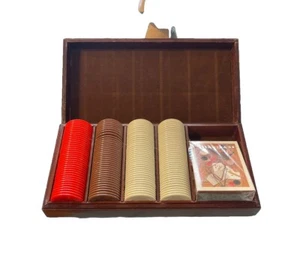 Gallery Originals Poker Set in Wood Box 1984 Vintage Previously Owned - Picture 1 of 5