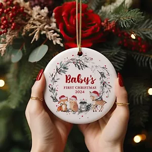 Baby's First Christmas Ornament 2024 1st Christmas Ornament Cute Animal Ornament - Picture 1 of 2