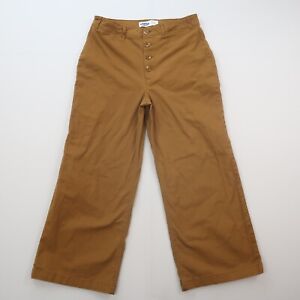 Old Navy Womens Wide Leg Crop Pants Size 10 Tan Brown Extra High Rise Canvas